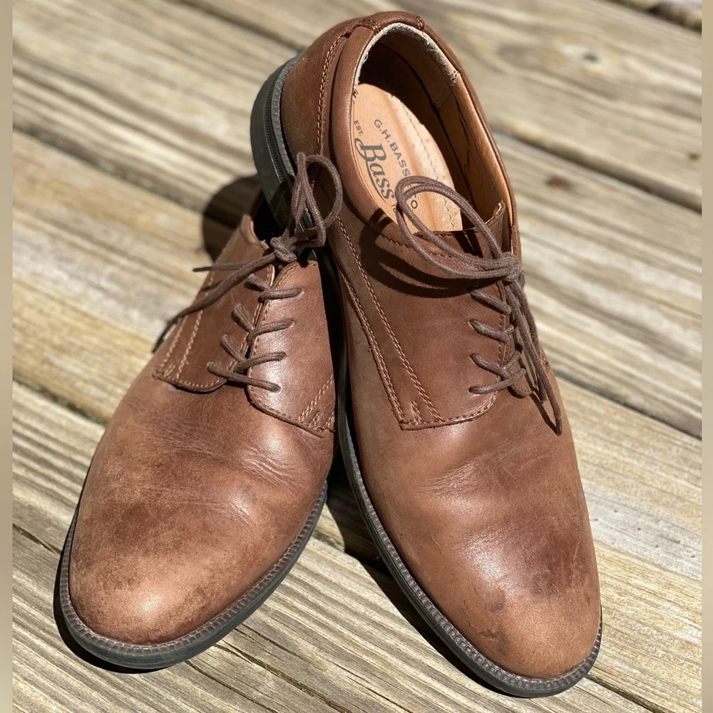 G H Bass & Co. Huxtable Brown Leather Oxford Dress Shoes Men’s 9.5M